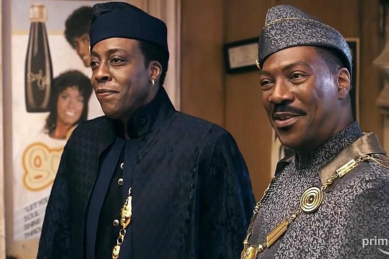 Arsenio Hall (far left) and Eddie Murphy (left) reprise their roles in Coming 2 America.