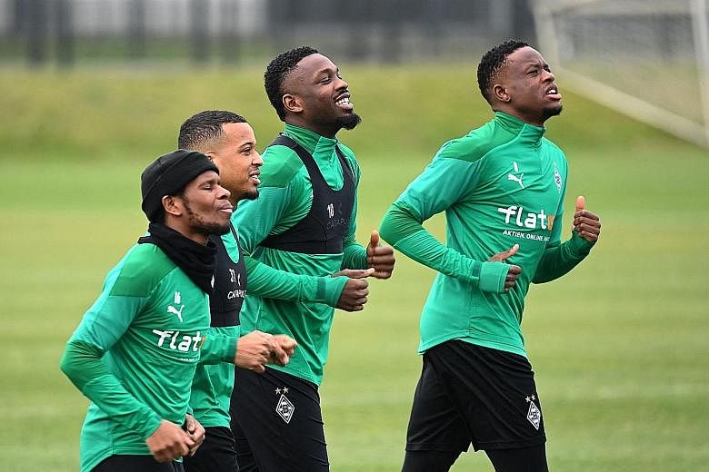 Gladbach forward Ibrahima Traore (from far left) and his teammates Alassane Plea, Marcus Thuram and Denis Zakaria will have their work cut out for them against Manchester City's backline that conceded just one goal in the Champions League group stage
