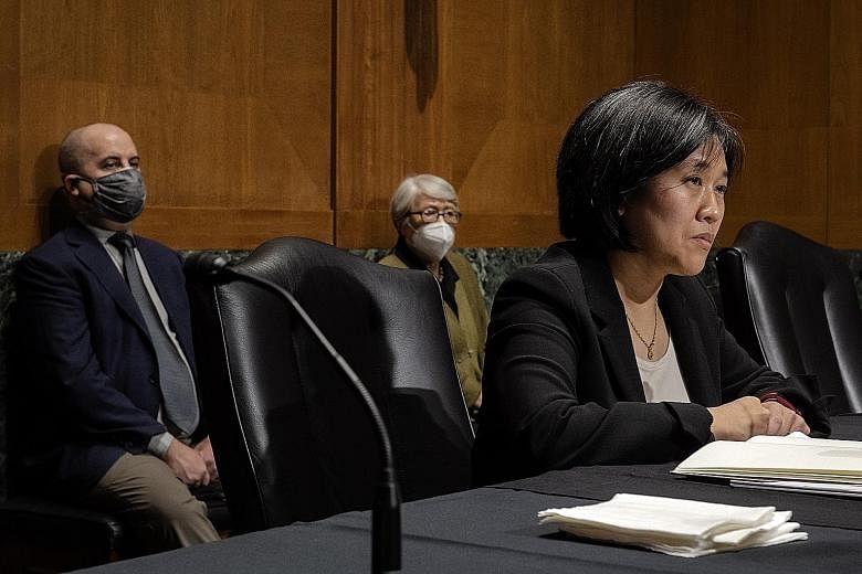 Ms Katherine Tai, President Joe Biden's pick for United States trade representative, at her confirmation hearing on Thursday, during which she told senators that China "needs to deliver" on the promises it made in its trade deal with the US last year