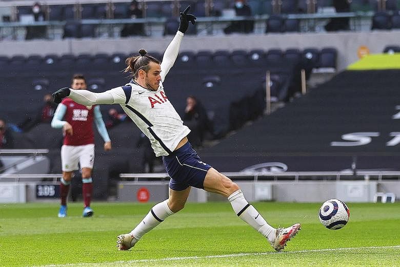 Gareth Bale scoring Tottenham's opener after just 68 seconds in yesterday's Premier League clash with Burnley. The forward was the game's standout player, finishing with two goals and an assist as Spurs won 4-0.