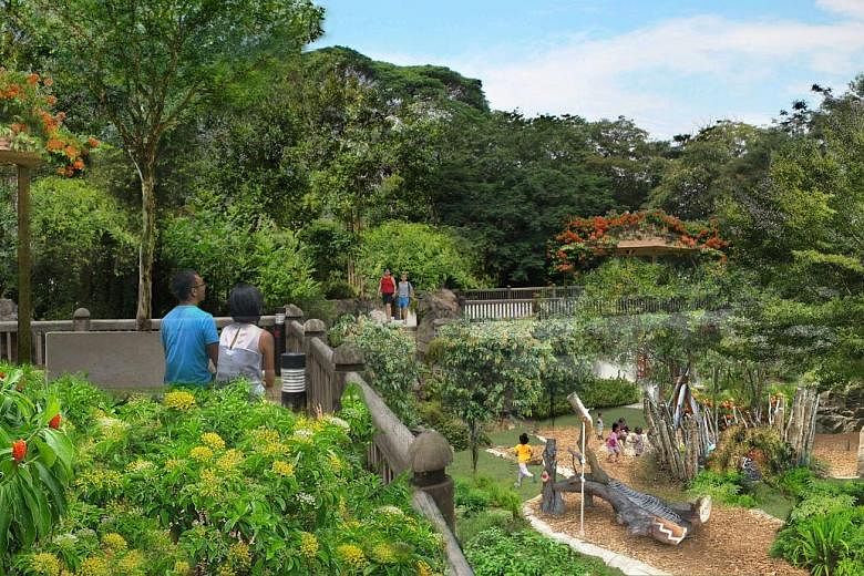 An artist's impression of the redeveloped Mount Faber Park, to be ready by 2026. The plans include boosting biodiversity by conserving native plant and animal species.