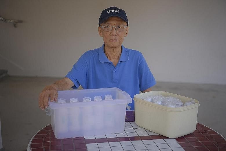 For retiree Lee Meow Khin, 72, getting his medication delivered saves him from having to carry multiple bottles home on public transport. ST PHOTO: MARK CHEONG