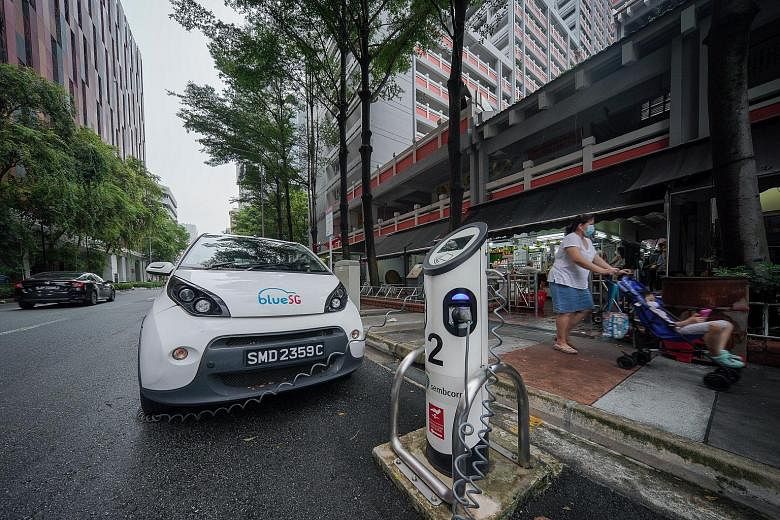 Singapore's plan to expand its electric vehicle charging infrastructure is the first concrete pledge of its Green Plan, said experts in an ING report, adding that deploying 60,000 charging points at public carparks and other sites by 2030 is a very c