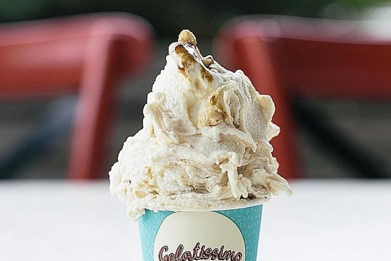 Gelatissimo Singapore offers 32 flavours of gelato every day, from classics such as Chocolate and Vanilla to unique ones like Candy Wonderland and Salted Caramel. ST subscribers who buy one small cup of gelato will get another small cup free. PHOTOS: