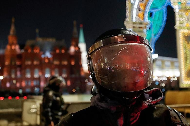 A riot police officer in Moscow. Russia's feared riot police have launched an online recruitment advertising blitz in the weeks since nationwide protests erupted over the jailing of Kremlin critic Alexei Navalny.