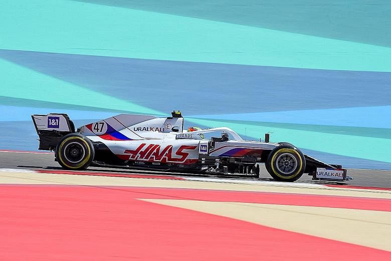 Mick Schumacher getting a feel of the Haas car during testing on Sunday at the Bahrain International Circuit in Sakhir, which will host the opening F1 race on March 28.