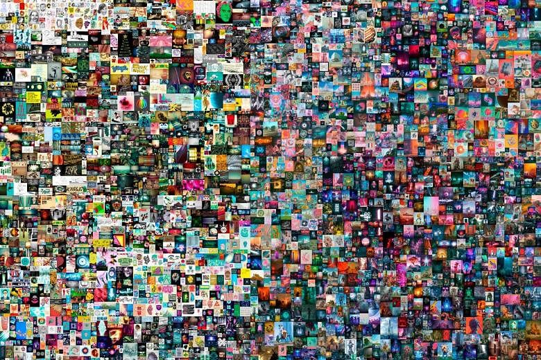 Everydays: The First 5,000 Days, which sold for US$69.3 million (S$93 million), is a mosaic of 5,000 individual images posted online since 2007 by Beeple, whose real name is Mike Winkelmann.