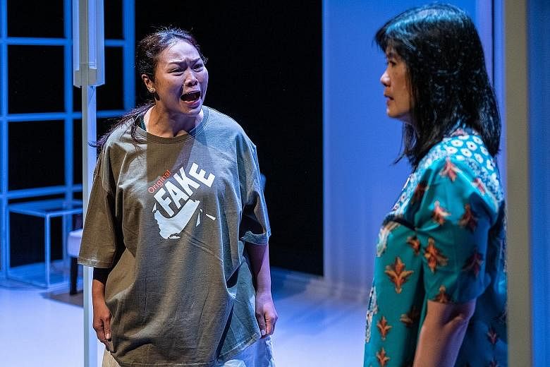 Siti Khalijah Zainal (far left) and Karen Tan in Model Citizens by The Necessary Stage.