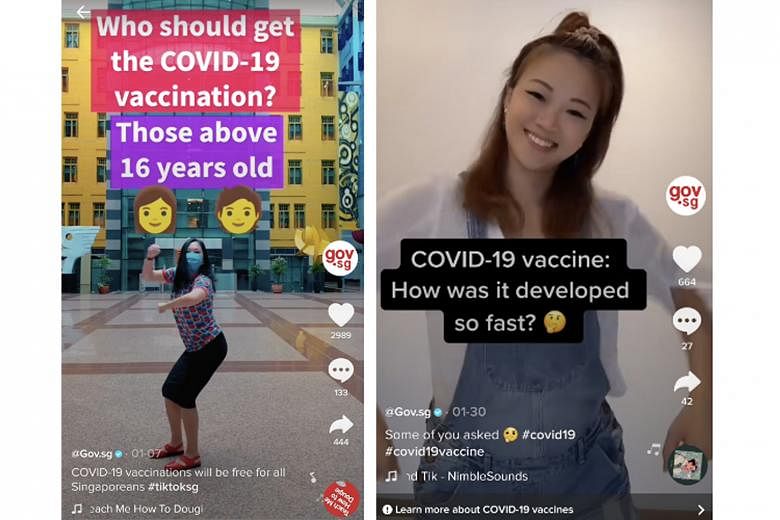 The Gov.sg TikTok channel, which was set up in April last year, posts short-form videos carrying messages that can benefit and inform viewers. The channel also posts short skits and dances.
