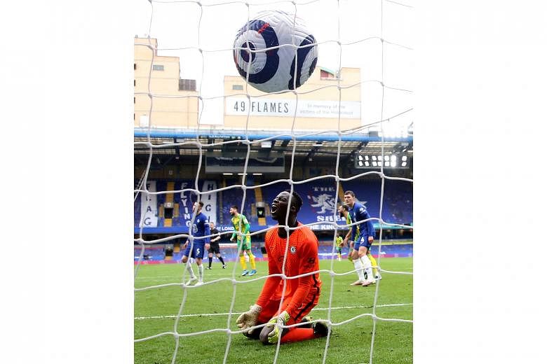Chelsea goalkeeper Edouard Mendy is horrified after Matheus Pereira scores for the second time in first-half stoppage time to put West Brom ahead. The visitors ran out 5-2 winners at Stamford Bridge - the first time in 10 years the Blues have let in 