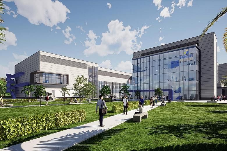 An artist's impression of French pharmaceutical giant Sanofi Pasteur's upcoming vaccine production centre in Tuas. It is expected to create up to 200 local jobs and be fully operational in the first quarter of 2026.