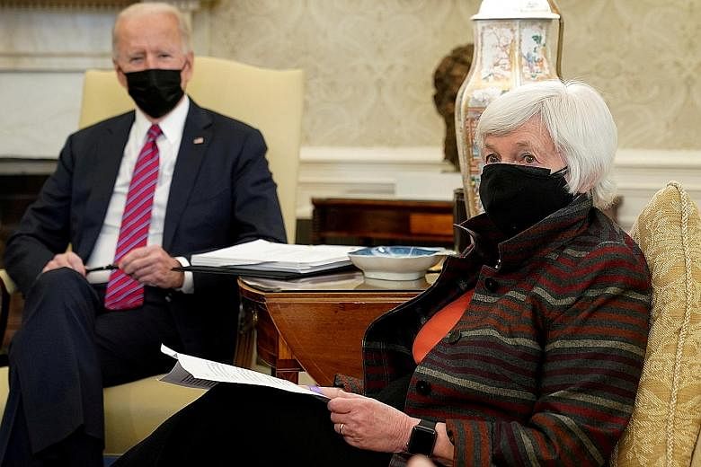 Treasury Secretary Janet Yellen with United States President Joe Biden at the White House in January. Sources say that while China might be set to escape a manipulation tag in an upcoming foreign exchange report, Treasury officials are concerned it i