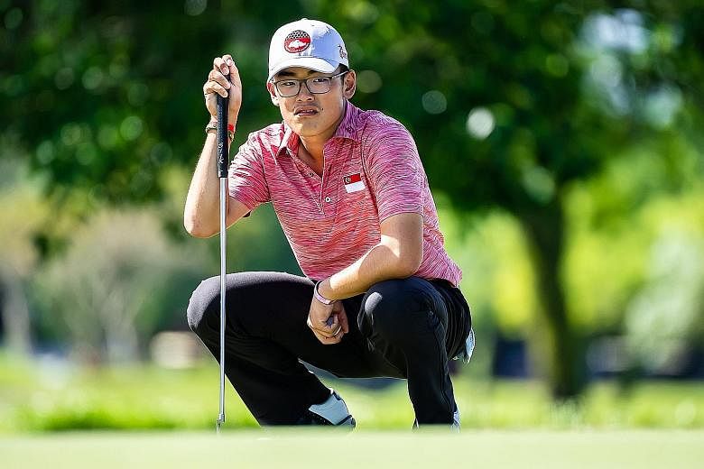 Left: Hiroshi Tai is hoping to help Singapore go one step better after the silver-medal outing in the team event of the 2019 SEA Games in the Philippines. The youngster is also aiming to up his game like his idol, Masters champion Hideki Matsuyama (a