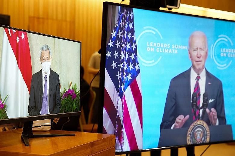 Prime Minister Lee Hsien Loong was one of the world leaders attending the Leaders Summit on Climate yesterday that was hosted by US President Joe Biden.