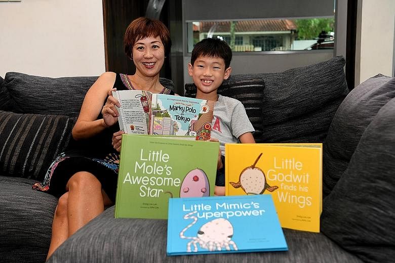 Author Emily Lim-Leh tapped her son Caleb (both above) for ideas for her new series, Marky Polo's Travels. She is also behind other books such as Little Mole's Awesome Star, Little Godwit Finds His Wings and Little Mimic's Superpower.