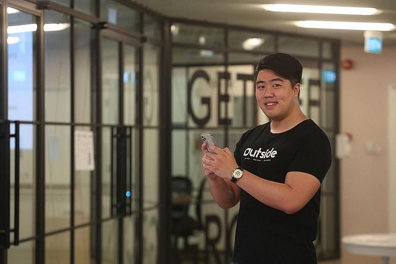 Mr Nicholas Lim, chief executive of Outside Technologies which received funding via a government crowdsourcing initiative to boost its community app Outside. The app's interface has been simplified for seniors and designed to look similar to other ap