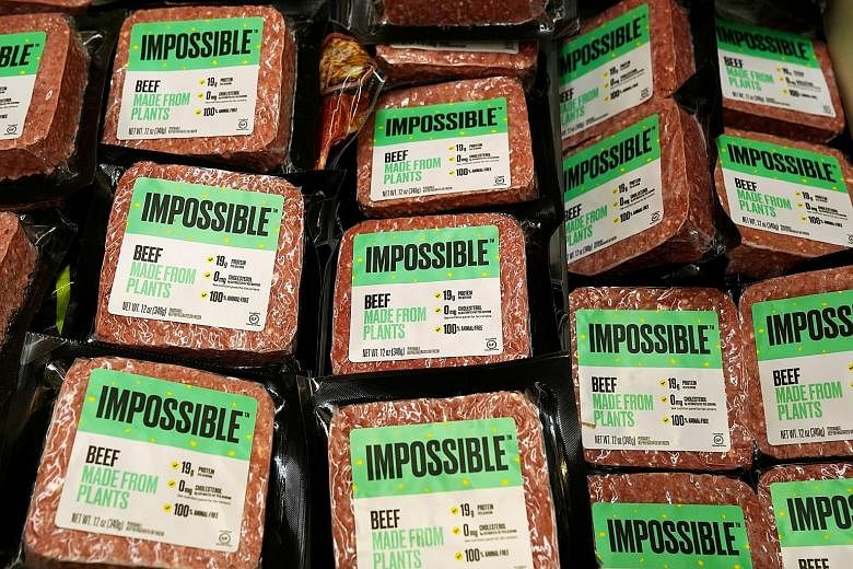 For online recipe bank Epicurious - which is no longer publishing new beef recipes on its website - the future of burgers will replace beef with turkey, beans and plant-based meat substitutes such as Impossible (left).