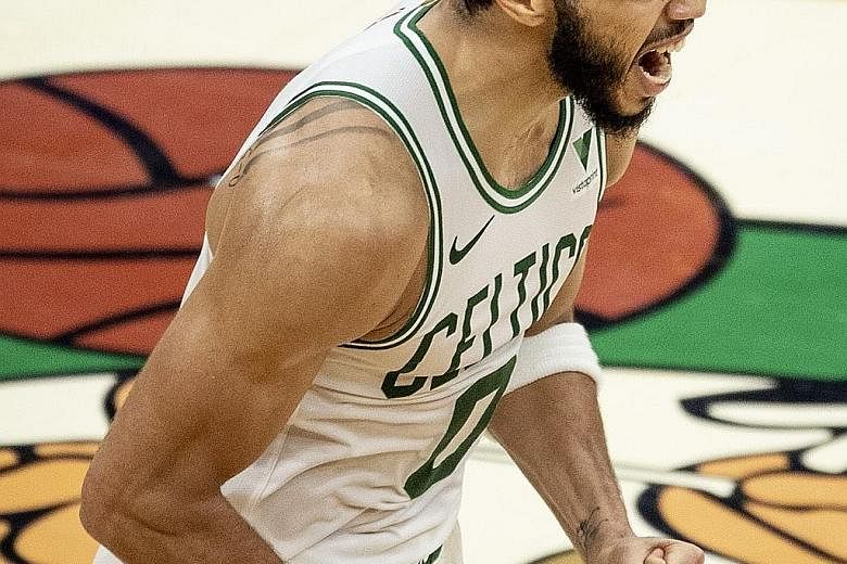 Boston Celtics' Jayson Tatum, 23, is the second-youngest NBA player behind Devin Booker to post a 60-point game. His previous career best was 53 points against the Minnesota Timberwolves on April 9. PHOTO: AFP