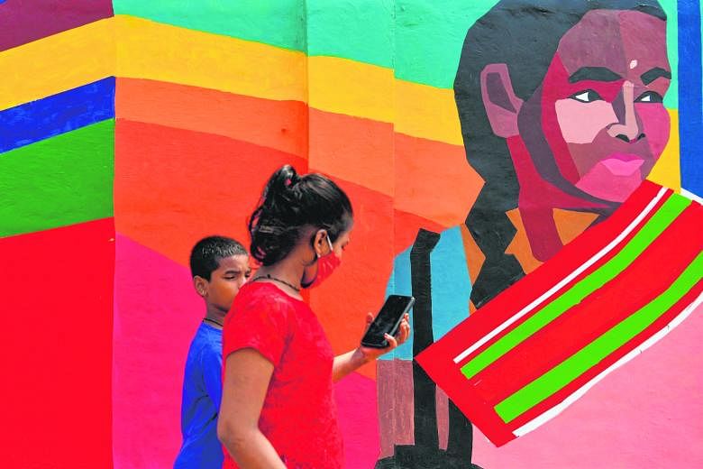 Murals (left, top and above) by members of Aravani Art Project, a women and trans-women art collective raising awareness of the friendship between trans-women and women in public spaces, in Mumbai. Founded by Indian artist Poornima Sukumar in 2016, t