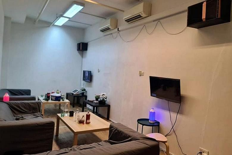 The police conducted a raid last Saturday on an office unit in Ubi Road 2 and found five men and eight women allegedly drinking alcohol and socialising. The authorities also found and seized karaoke equipment as a case exhibit.