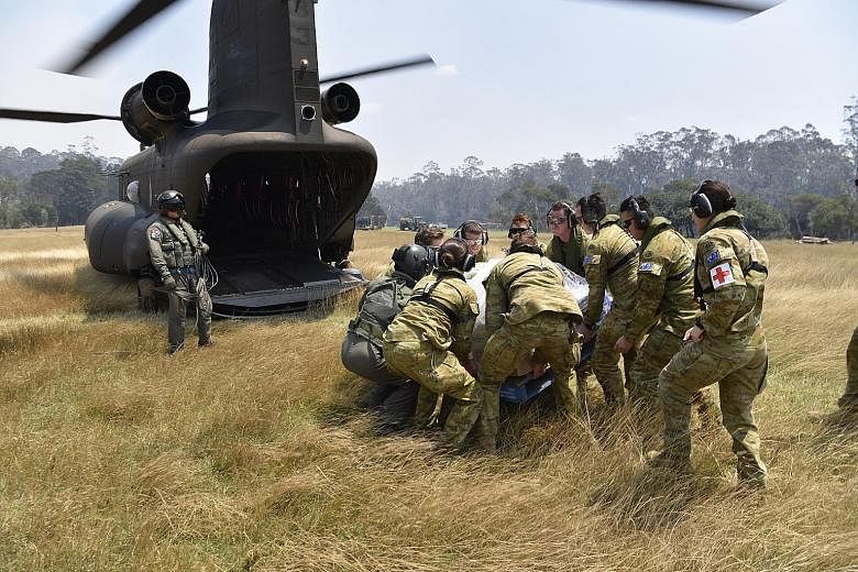 One of the two RSAF Chinook helicopters that were deployed to help with Australia's bush fire relief efforts early last year. They delivered supplies and transported emergency service personnel. A Chinook helicopter from the Republic of Singapore Air