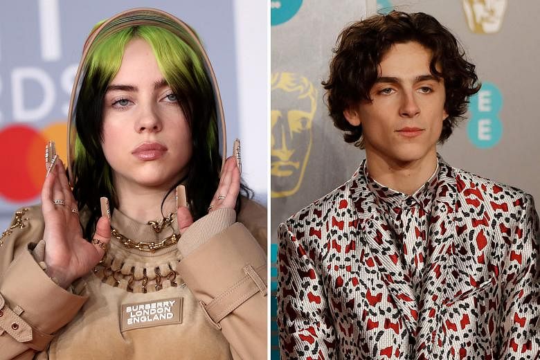 Singer Billie Eilish (far left) and actor Timothee Chalamet (left) are two of four co-chairs under the age of 30 for this year's Met Gala.