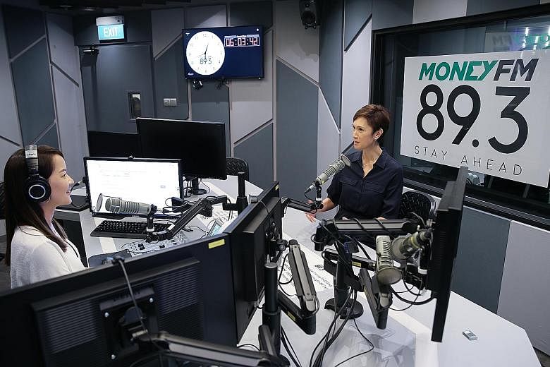 Manpower Minister Josephine Teo (right) during yesterday's interview with Money FM DJ Howie Lim. The minister noted that since the Covid-19 pandemic struck last year, the construction workforce has declined by about 15 per cent at least. ST PHOTO: YO