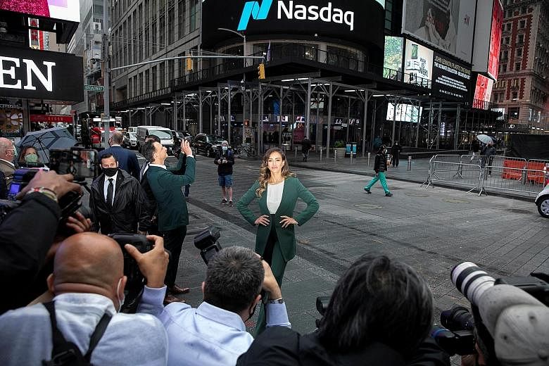 Actress Jessica Alba at the initial public offering of her business The Honest Company on the tech-heavy Nasdaq, in New York City, last Wednesday. Concerns about inflationary pressures and proposals for capital gains tax in the US could continue to w