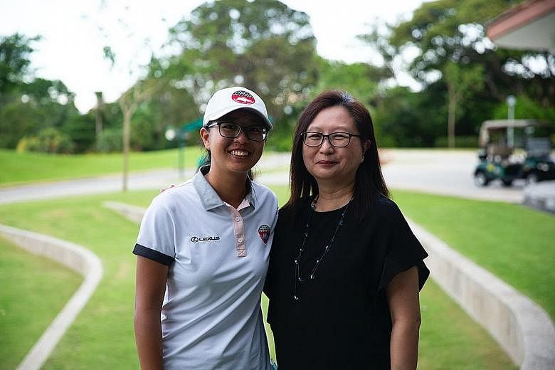 Teen golfer Inez Ng regards her mother Irene as buddy, friend, counsellor, motivator and consoler rolled into one. PHOTO: SINGAPORE GOLF ASSOCIATION