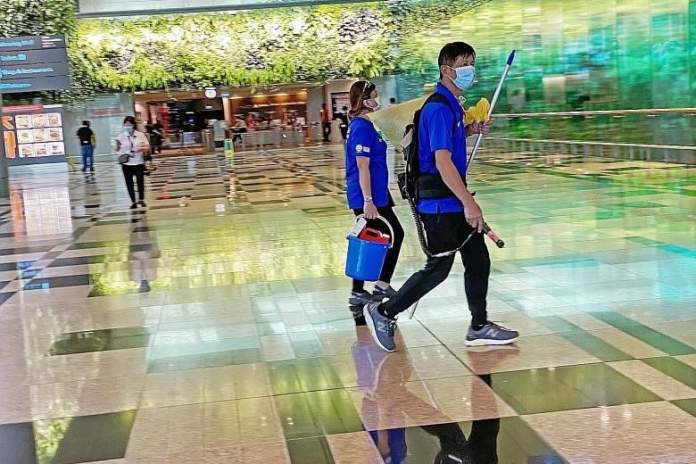 There are now 10 people in the Changi Airport cluster. One of the two linked to the airport cluster yesterday is a 44-year-old employed in operations at the Raffles Medical clinic in Terminal 3. The other is a 59-year-old aviation security officer em