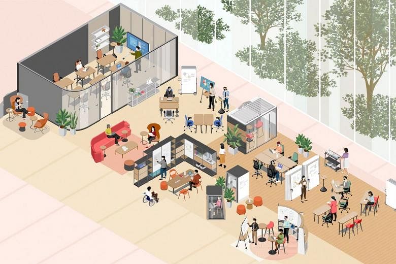 steelcase, collaboration spaces, hybrid working, office space