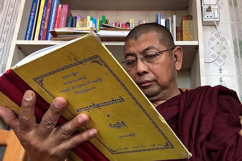 Ultra-nationalist Buddhist monk Parmaukkha blames the media for the rising death toll on the streets, saying it is inciting opposition to the junta. PHOTO: AGENCE FRANCE-PRESSE