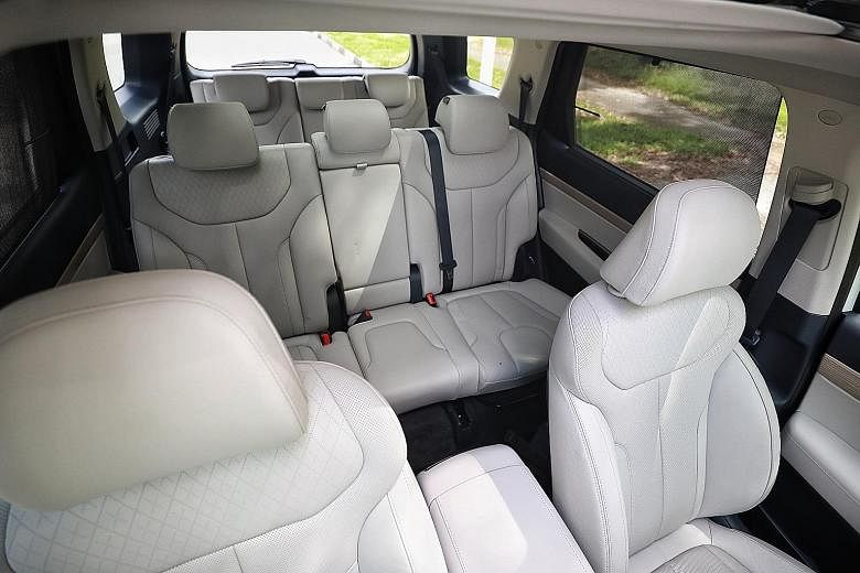The cavernous cabin of Hyundai's Palisade is well-insulated against noise.