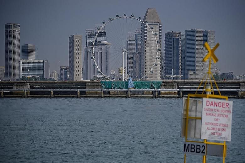 Marina Barrage, designed to help protect Singapore against floods and sea-level rise, encloses Marina Reservoir, which hosts activities such as boating, kayaking and dragon boating. New coastal protection measures could potentially create recreationa