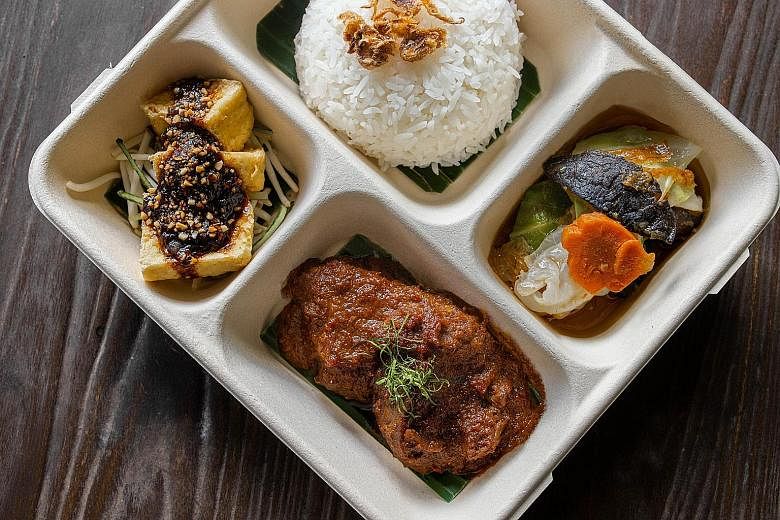 Nonya bento with beef rendang from Violet Oon Singapore.