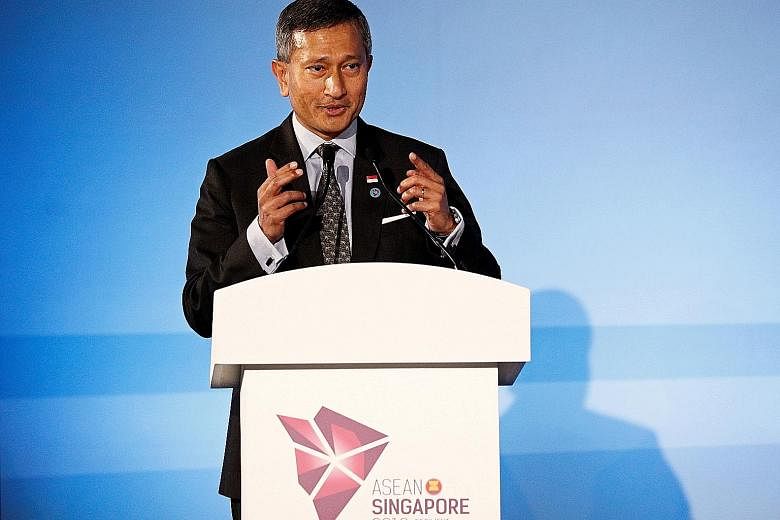 During his visit to China, Singapore Foreign Minister Vivian Balakrishnan (above) will have a bilateral meeting with Chinese Foreign Minister Wang Yi, who will also host him and his Asean counterparts at a dinner.