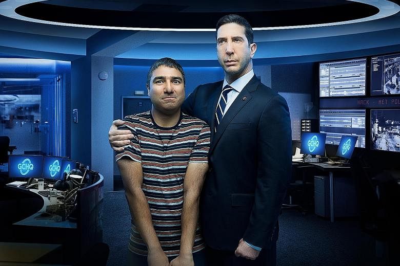 Intelligence show creator and co-star Nick Mohammed (left) plays a British computer analyst who is star-struck by David Schwimmer's (right) American intelligence agent.