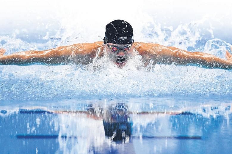 Joseph Schooling winning the 100m butterfly at the 2018 Asian Games in Jakarta in 51.04sec. In 2016 at the Rio de Janeiro Olympic Games, he won in 50.39sec. His best effort this year is 52.93sec.