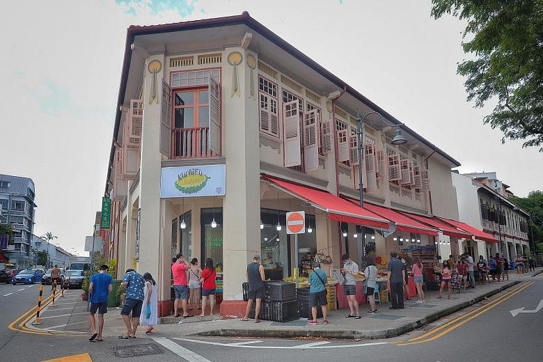 More than 100 people were seen queueing at Kim Choo Kueh Chang in Joo Chiat at noon yesterday. They were buying dumplings ahead of the Dragon Boat Festival today.