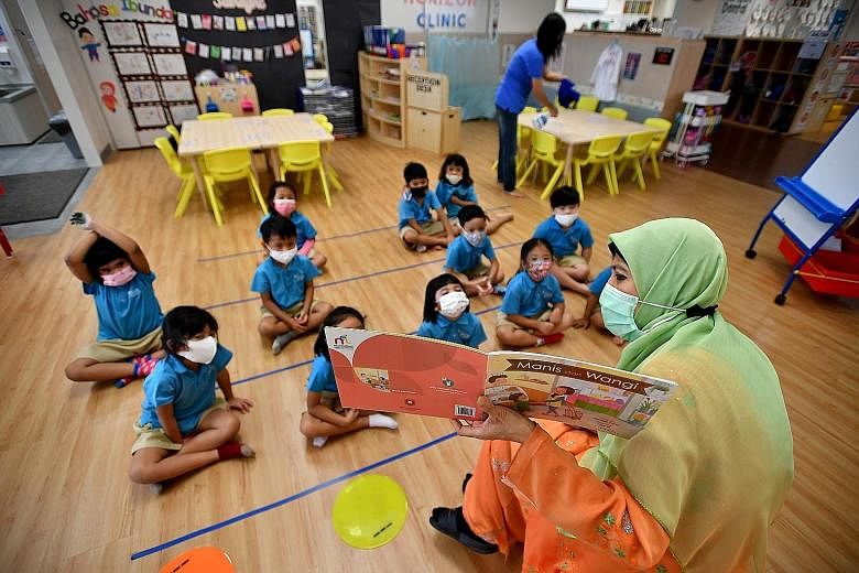 A class at MOE Kindergarten @ Horizon in January. All 36 kindergartens under the Ministry of Education offer all three mother tongues. The same will apply to 24 more kindergartens MOE plans to open by 2025. To expand mother tongue options, attracting