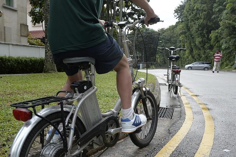 Riders of power-assisted bicycles (left) and e-scooters can register for the test from June 30. Those who do so between June 30 and Sept 30 will pay a discounted rate of $5 per test, with a free resit should they fail on their first try. Those who re