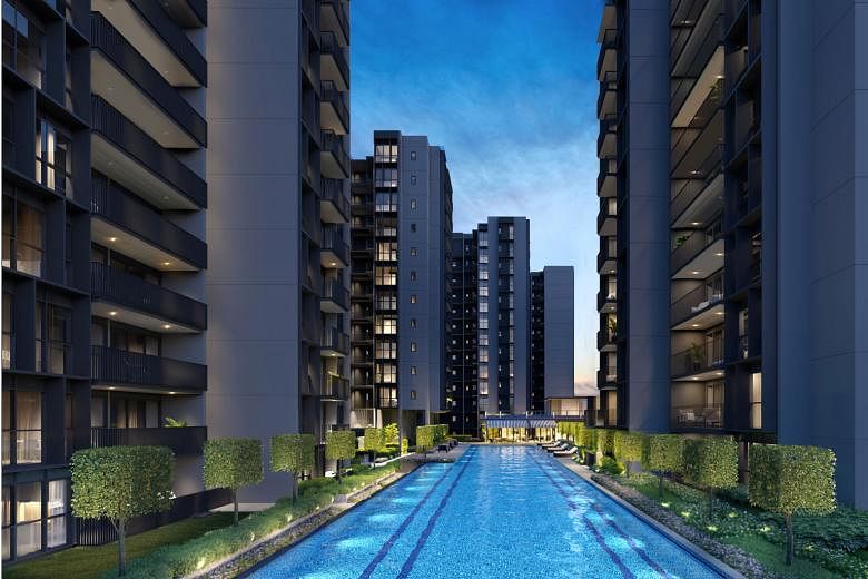 An artist's impression of Provence Residence executive condominium (EC), which was launched before Covid-19 heightened alert measures kicked in on May 16 and was among the best-selling projects last month. Including ECs sold, developers moved 1,230 n