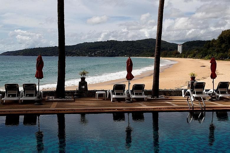 An empty hotel and beach on the Thai resort island of Phuket in March. Thailand aims to allow quarantine-free travel to its prime destination from July 1, provided visitors are vaccinated and not from high-risk countries.