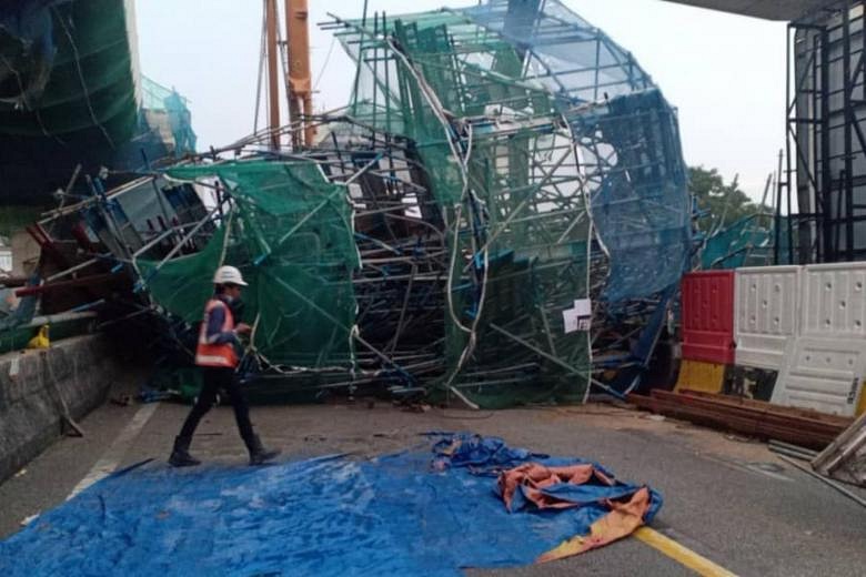 Scaffolding Collapse At Malaysian Highway Construction Site Injures Two ...