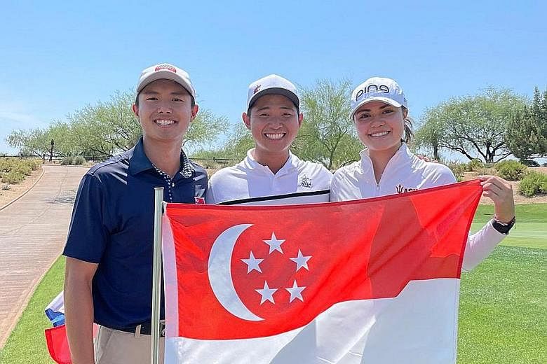 From left: James Leow, Nicklaus Chiam and Ashley Menne at the Southwestern Amateur tournament.