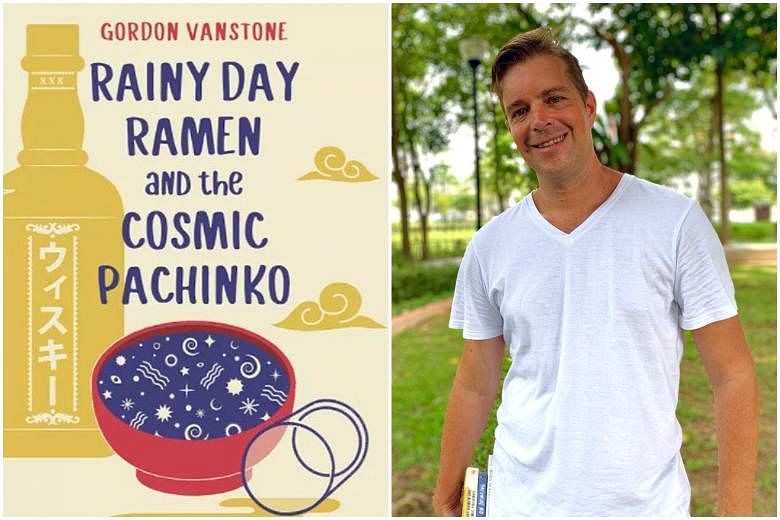 Singapore-based Canadian author Gordon Vanstone (right) makes his debut with Rainy Day Ramen And The Cosmic Pachinko (above).