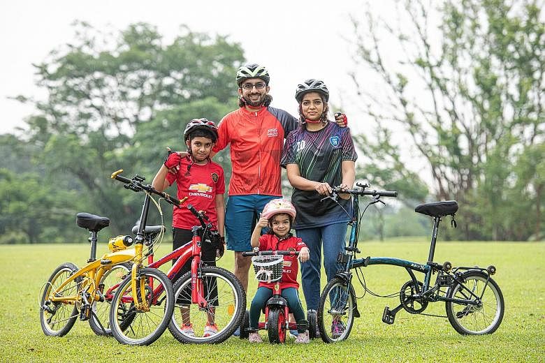 Nizam A Haja, 41, participated in this year's OCBC Cycle Virtual Ride with his wife Ferdous Nizam, 35, and two children Feroz Zidane, 10, and Feyona Ziya, 3
