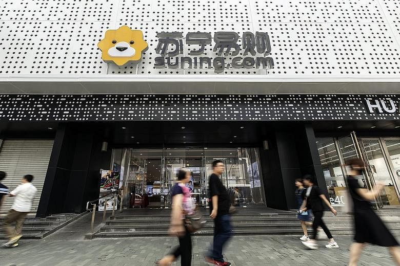 Suning.com had a market value of about 52 billion yuan (S$10.8 billion) before trading was halted on June 16, but it has been in trouble for some time as the retail business was weakened by a slowdown in spending during the coronavirus pandemic. PHOT