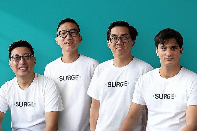 (From left) Mr Wilson Tan, chief executive of new joint venture company Surge; Mr James Chua, CEO of Germs Digital; Mr Ivan Hadywibowo, CEO of Flock Creative Network; and Mr Jeffrey Nijstad, who is also CEO of Surge. Mr Chua said the Covid-19 pandemi