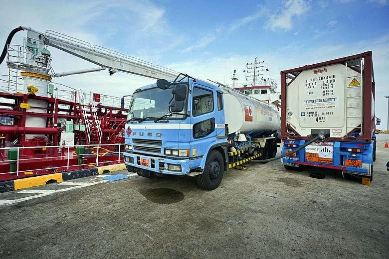 Alpha Biofuels supplies biodiesel, converted from cooking oil collected from food manufacturers, food and beverage businesses and households around the island, to the Singapore-registered bunkering vessel Marlin Tiga, before it goes to the receiving 